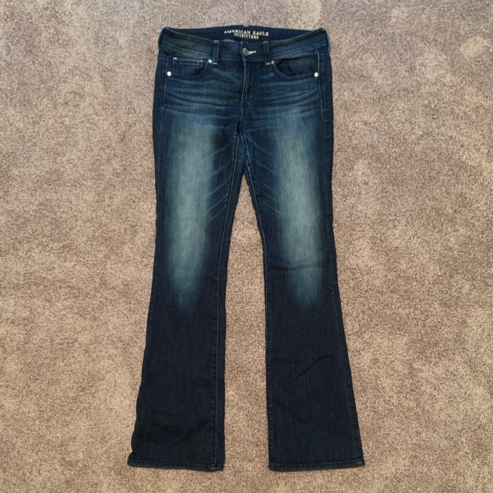 American Eagle Dark Blue Kick Boot Jeans 10 X-Long